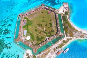 Top view of old Caribbean island fort.
